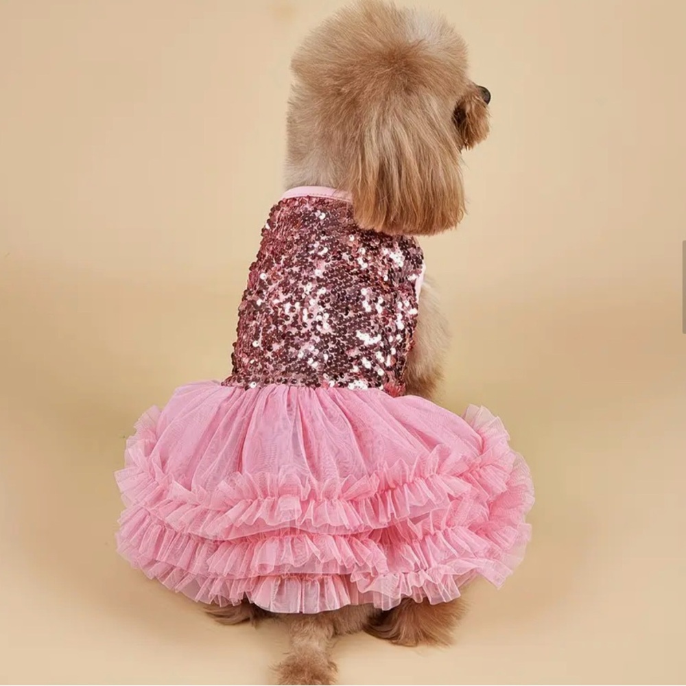 🥳 2 for $15 🥳 Pink Sequin Dog or Cat Tutu Princess Wedding Formal Dress